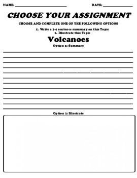 Preview of Volcanoes UDL Choice Board Worksheet