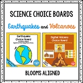 Volcanoes and Earthquakes Digital Science Choice Boards