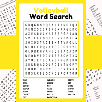 Volleyball - A Summer Word Search Puzzle Worksheet Activity For Kids