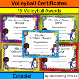 Volleyball Certificates! 15 Editable Volleyball Awards