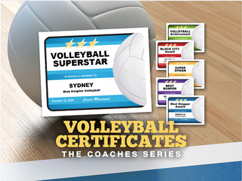 Preview of Volleyball Certificates — Editable 6-Pack