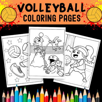 Preview of Volleyball Coloring Pages for kids - Sport Gift for Volleyball Coach