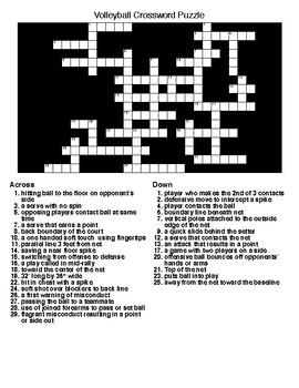 Volleyball Crossword and Word Search with KEYS Puzzle by Lonnie Jones