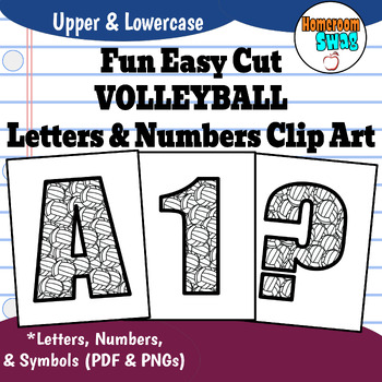 Preview of Volleyball Easy Cut and Print Bulletin Board Letters And Numbers Clip Art