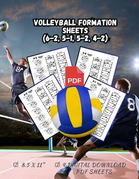 Preview of Volleyball Formations -4 sheets in total | include 6-2,5-1,5-2,& 4-2, 8.5x11 pdf