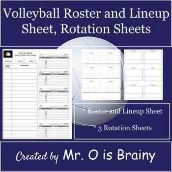 Preview of Volleyball Roster and Lineup Sheet, Rotation Sheets