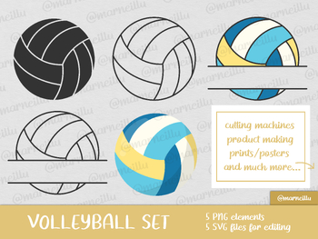 Preview of Volleyball SVG Clipart Set - image, printable, sport, ball, balls, cricut