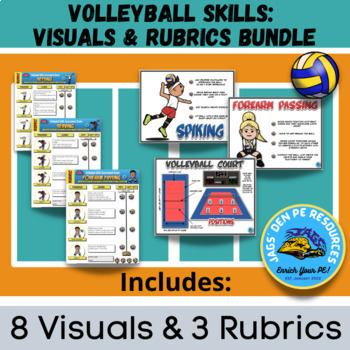 Preview of Volleyball Skills Posters And Assessment Rubrics *BUNDLE*