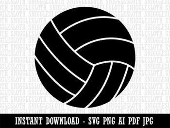 Volleyball Solid Clipart Instant Digital Download AI PDF SVG PNG JPG Files