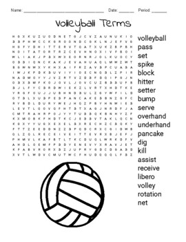Volleyball Terms Word Search by The Knowledge Knoll | TPT