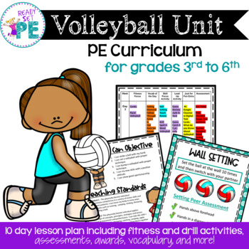 Preview of Volleyball Unit- PE Curriculum - Grades 3-6