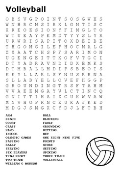 Volleyball Word Search by Steven's Social Studies | TpT