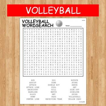Volleyball Word Search Physical Education PE | TpT