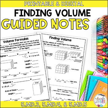 Preview of Volume 5.MD.3, 5.MD.4, 5.MD.5 GUIDED NOTES with GOOGLE SLIDES 