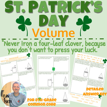 Preview of Volume 8th Grade Math (8.G.9) - St. Patrick's Day Puzzle Review