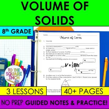 Preview of Volume - 8th Grade Math Guided Notes and Practice Activities