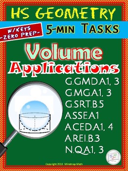 Preview of Volume Applications and Real Life Word Problems  (Geometry Curriculum -Unit 31)