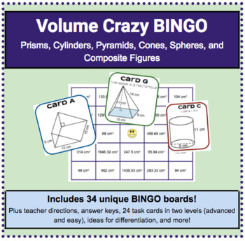 Preview of Volume BINGO for High School/8th Grade (Prisms, Cylinders, Spheres, Pyramids)