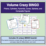 Volume BINGO for High School/8th Grade (Prisms, Cylinders,