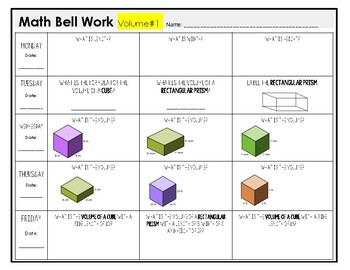 Preview of Volume Bell Work & Starter Handouts