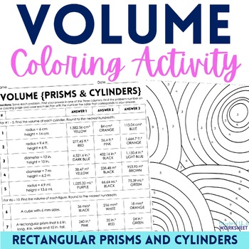 Preview of Volume of Cylinders and Rectangular Prisms Coloring Activity