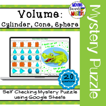 Preview of Volume: Cylinder, Cone, & Sphere Self Checking Mystery Picture