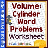 Volume Cylinder Word Problems Worksheet