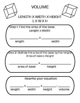 Preview of Volume Equations Graphic Organizer