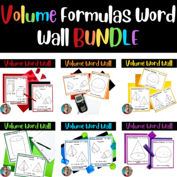 Preview of Volume Formulas Word Wall Posters- BUNDLE | High School Geometry Word Wall