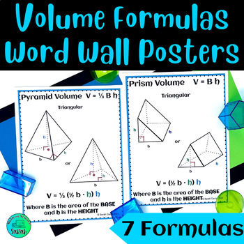 Preview of Volume Formulas Word Wall Posters - Sphere, Cone, Cylinder, Prism & Pyramid