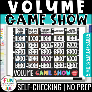 Preview of Volume Game Show 5th Grade Math Test Prep Review Game | 5.MD.3 5.MD.4 5.MD.5