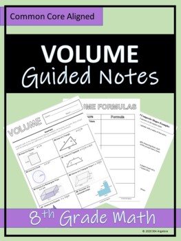 Preview of Volume Guided Notes & Assessment/8th Grade Math/NO Prep