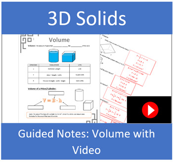 Preview of Volume Guided Notes with Video: Prisms, Cylinders, Pyramids, and Cones