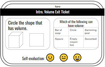 Preview of Volume Intro Exit Ticket