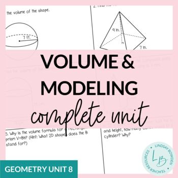 Preview of Volume & Modeling Unit (Geometry Unit 8)
