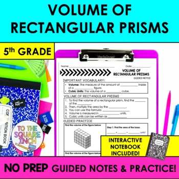 Preview of Volume of Rectangular Prisms Notes & Practice | + Interactive Notebook Pages