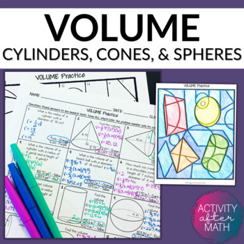 Preview of Volume of Cylinders, Cones, and Spheres Coloring Activity
