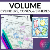Volume of Cylinders, Cones, and Spheres Coloring Activity