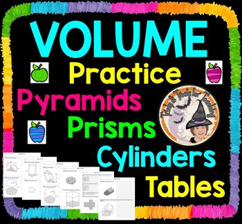 Preview of Volume of Prisms Pyramids Cylinders Worksheet Base Height