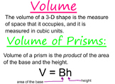 Volume: Prisms, Pyramids and Cylinders