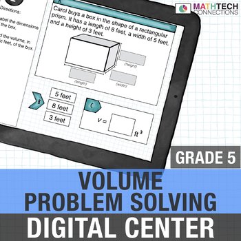 Preview of Volume Problem Solving 5th Grade Google Classroom Math Center Test Prep 5.MD.5