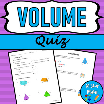 Preview of Volume Quiz