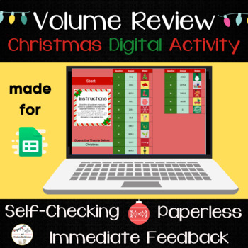 Preview of Volume Review - 8th Grade Digital Math Activity - Christmas Themed