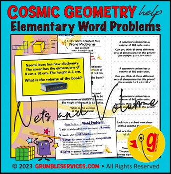 Preview of Geometry Elementary 30 Word Problems: Volume, Surface Area & Solids Measurement