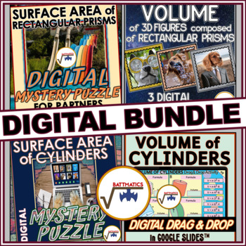 Preview of Volume & Surface Area DIGITAL BUNDLE for CYLINDERS & RECTANGULAR PRISMS