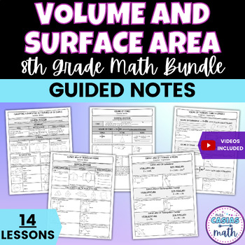 Preview of Volume and Surface Area Guided Notes Lessons BUNDLE 8th Math
