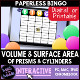 Volume & Surface Area of Prisms & Cylinders Digital Bingo Game