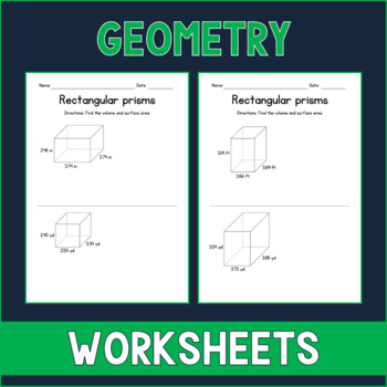 Preview of Volume & Surface Area of Rectangular Prisms (with decimals) - Geometry