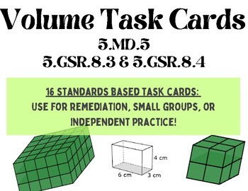 Preview of Volume Task Cards 5th Grade