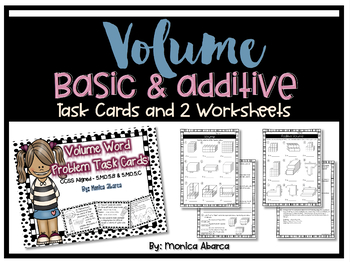 Preview of Volume Task Cards and 2 Tests/Worksheets (Basic & Additive Volume) - 5th Grade